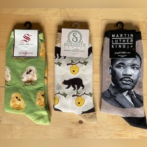 trio of sock smith socks. cotton. bamboo. one size fits most womens.